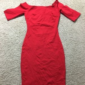Red off the shoulder Dress with sleeves